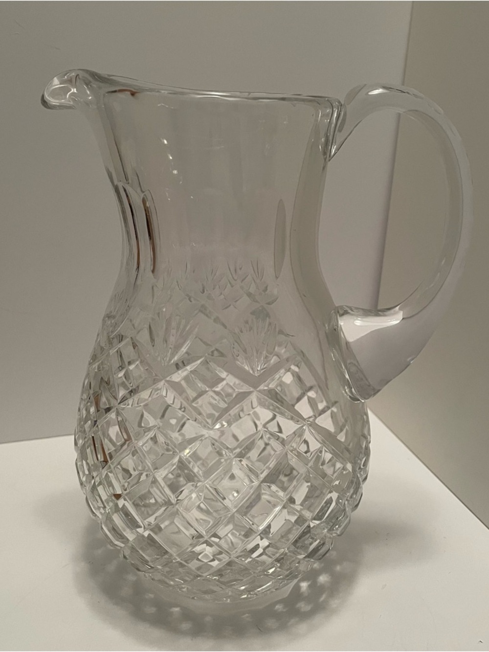 Vintage Lead Crystal Pitcher Diamond Cut Pineapple Design
